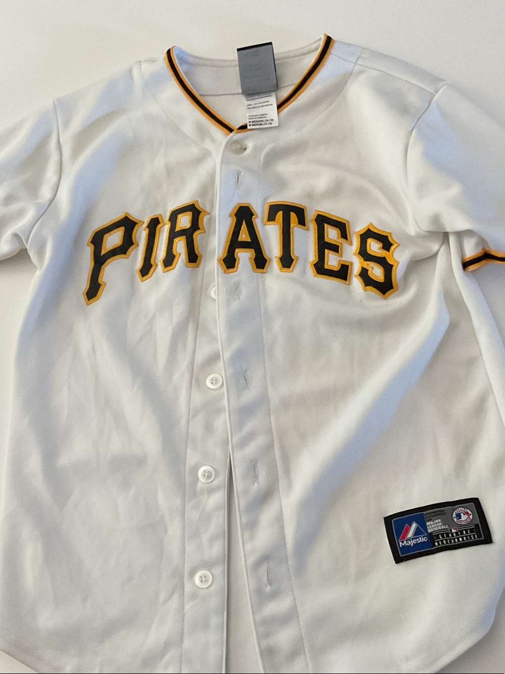 Majestic McCutchen  Kids' Pittsburgh Pirates White Button-Up Jersey Medium 10-12